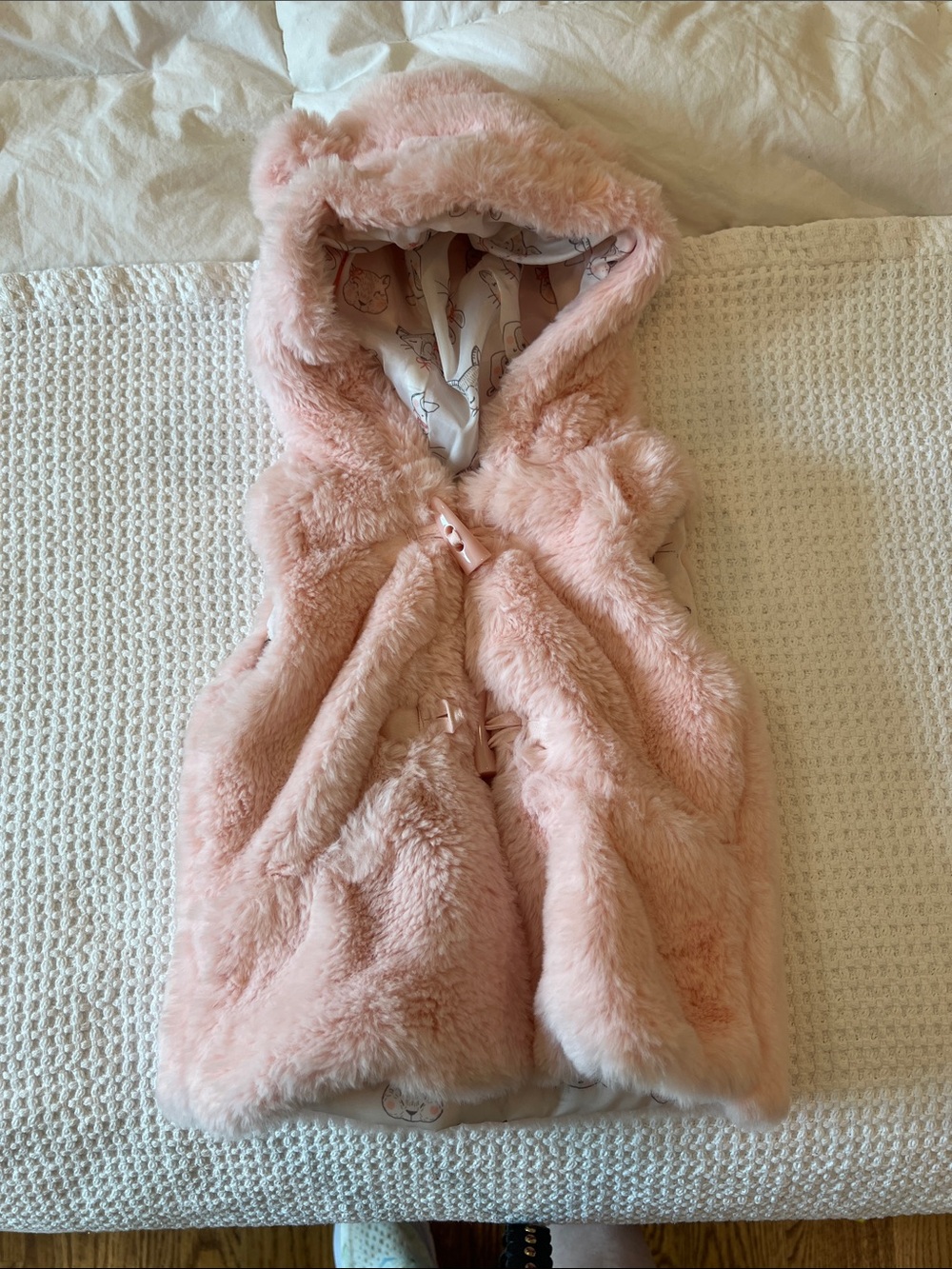 Catherine Malandrino Pink Faux Fur Hooded Vest